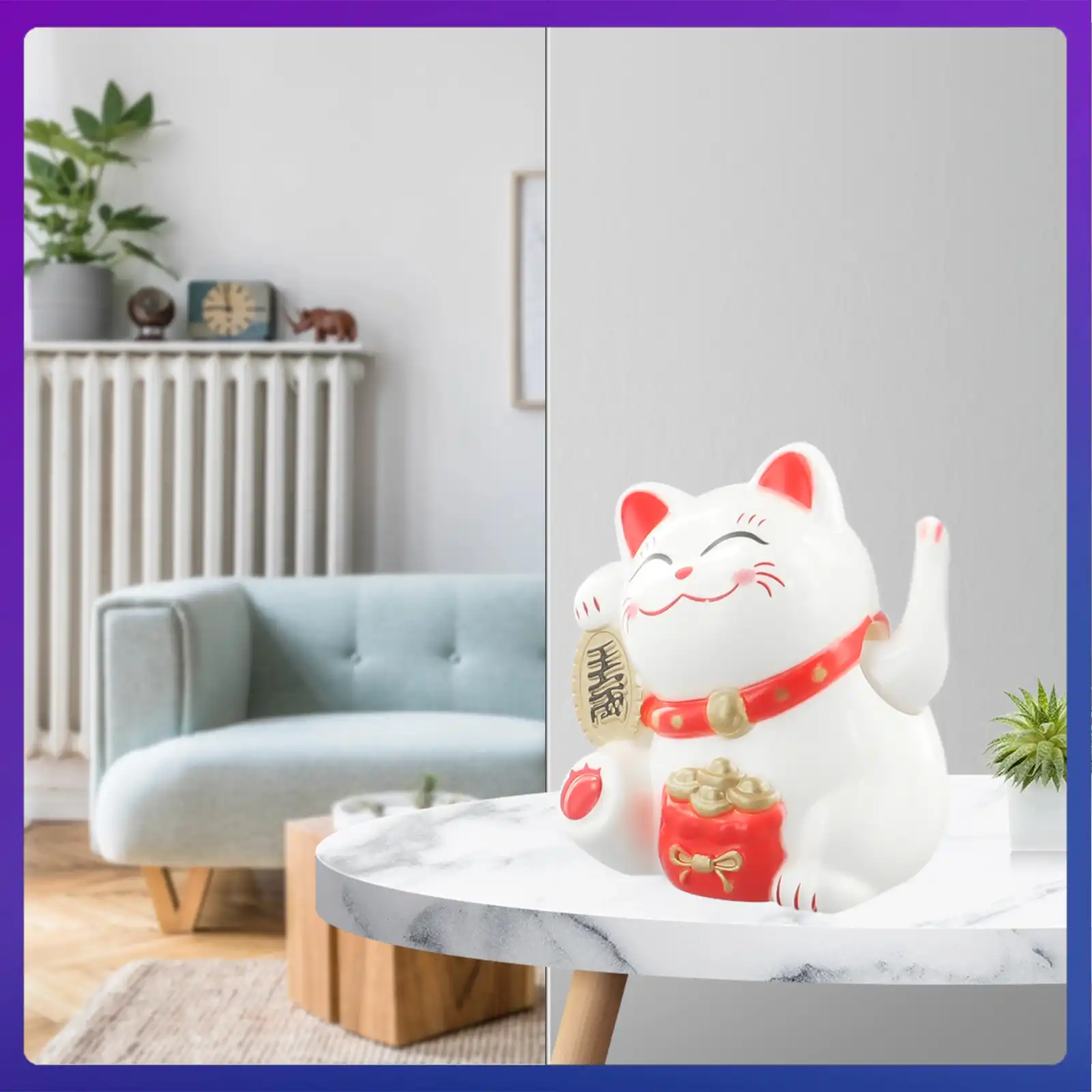 Dashboard decoration transformation with solar powered lucky cat ornament.