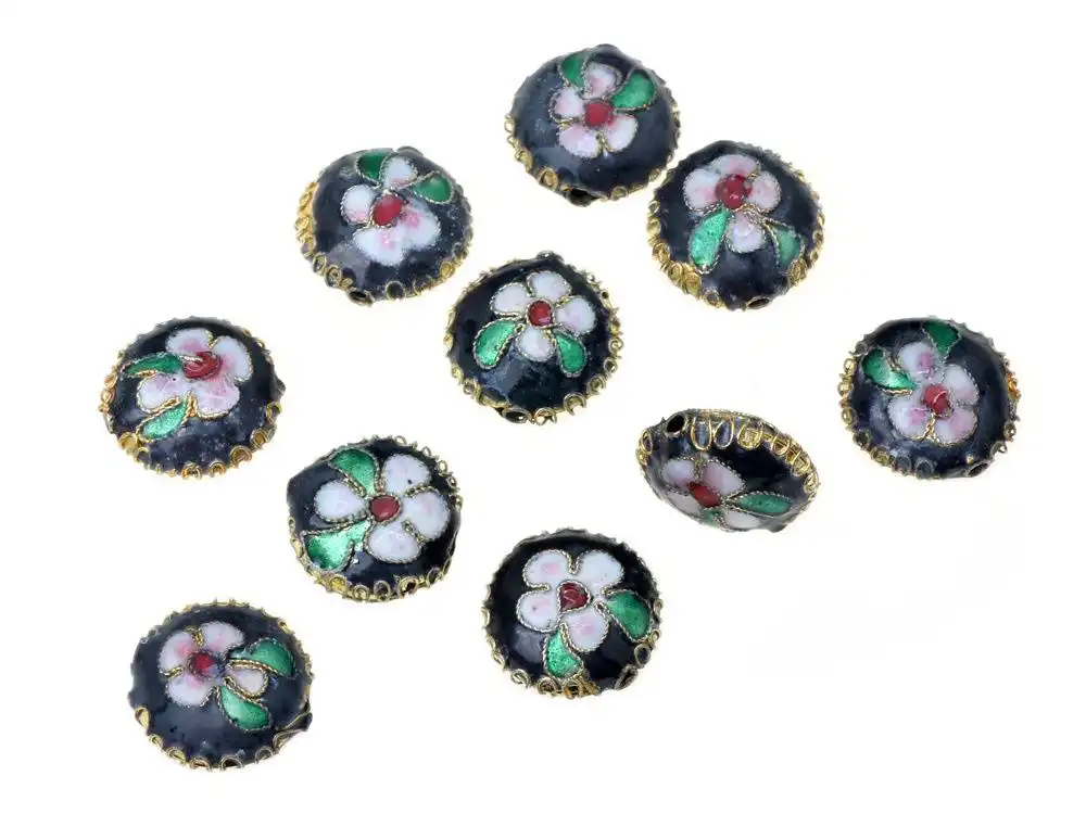 Professional lighting showcase of cloisonne bead brilliance and color depth.