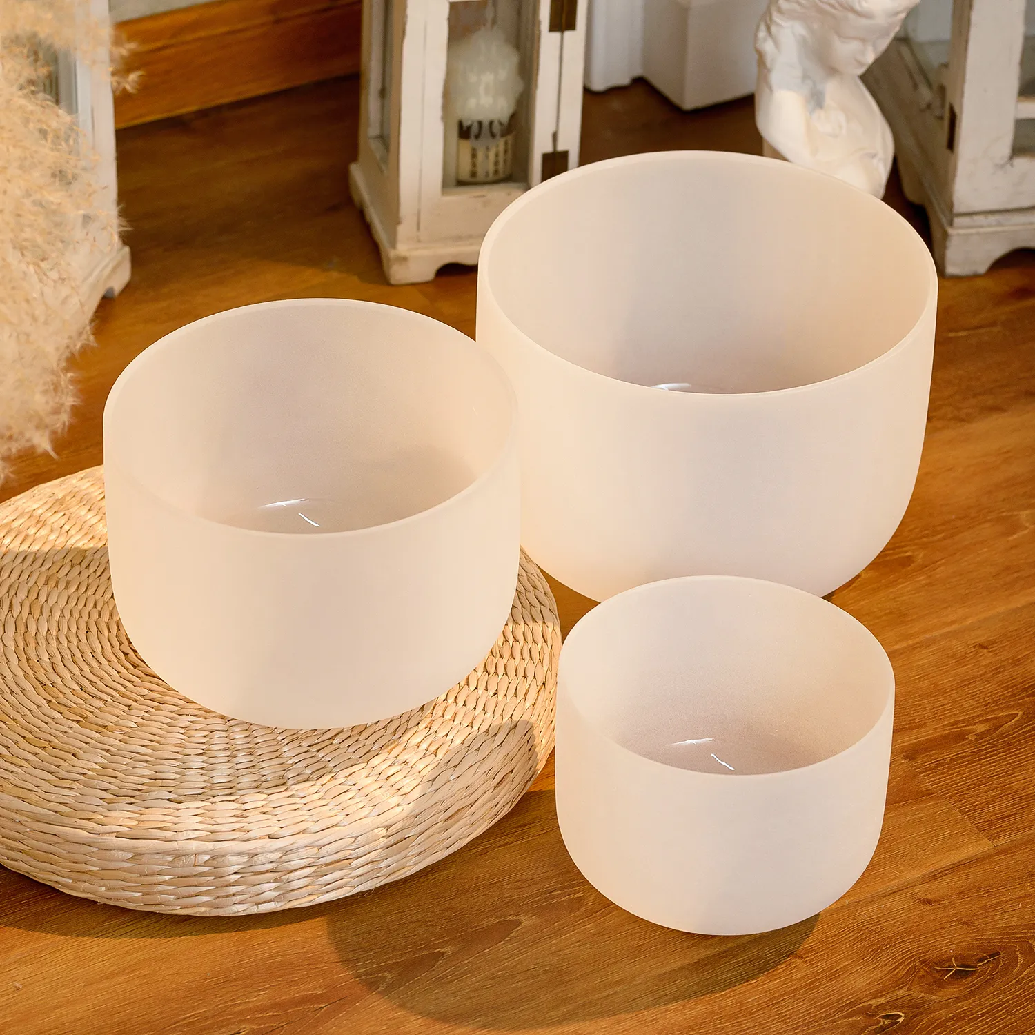 Three crystal bowls arranged in size order (6
