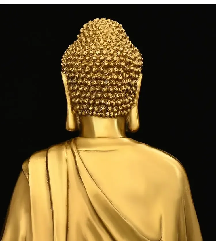 Size comparison showing 11x12x20cm Buddha statue next to common household objects for scale.