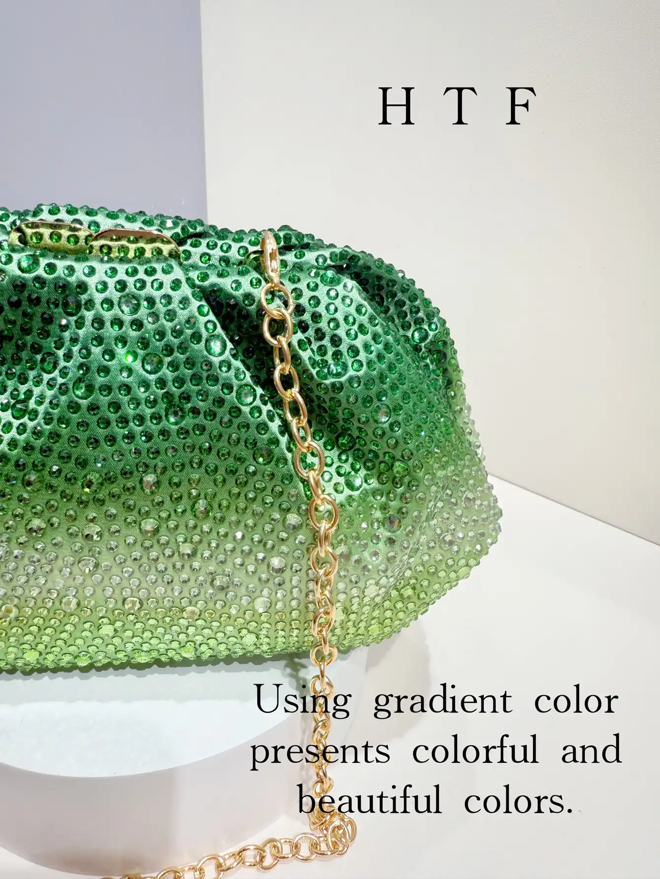 Model holding rhinestone wedding handbag demonstrating size and elegant appearance.