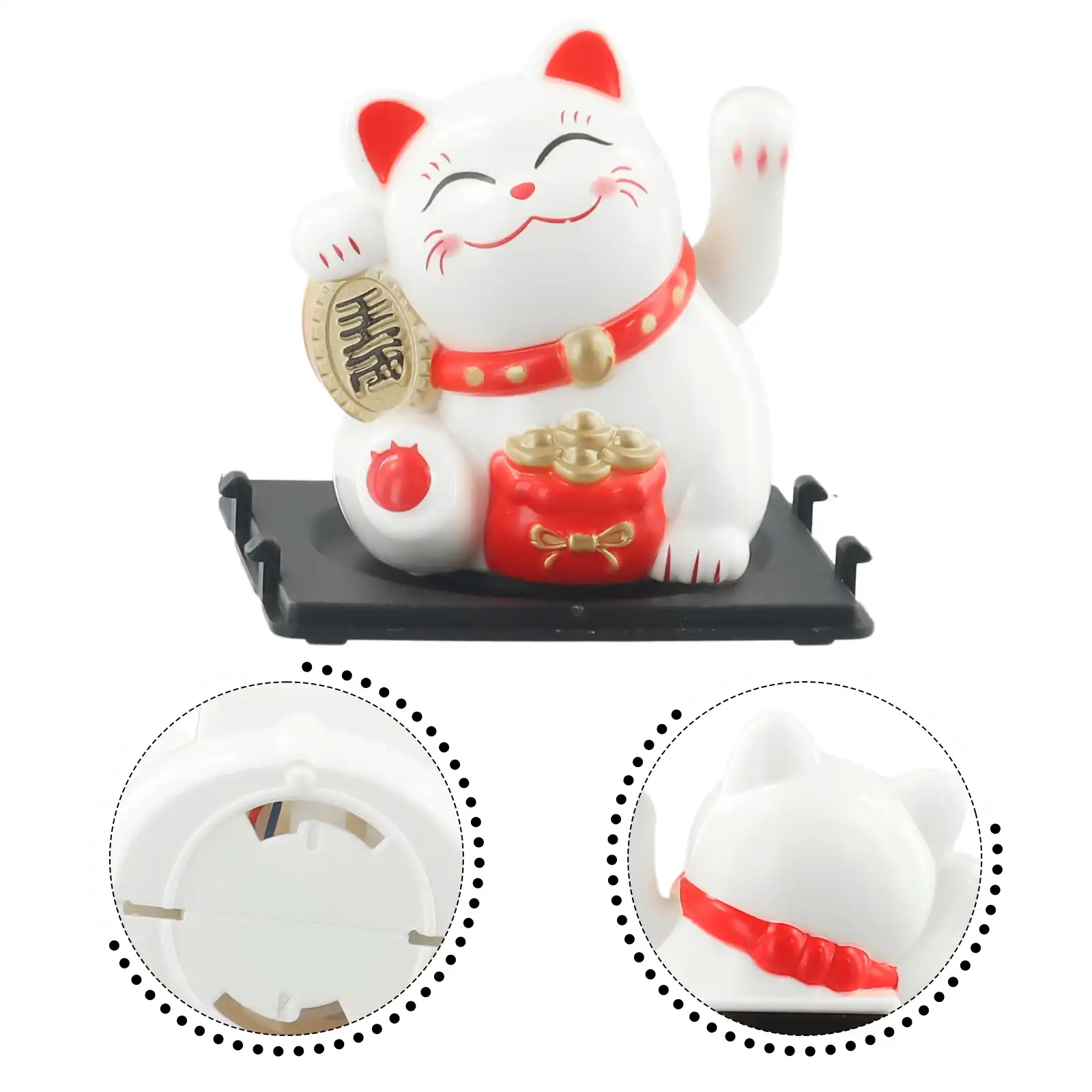Maneki neko car ornament showing traditional Japanese craftsmanship inspiration.