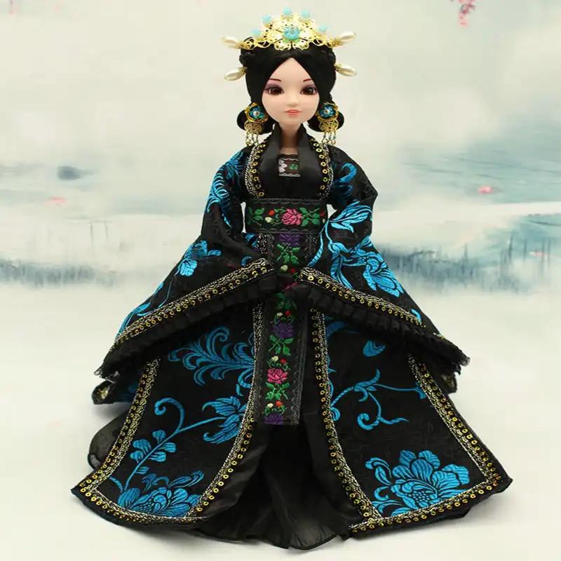 Chinese ancient costume accessories showing complete traditional outfit for collector dolls.