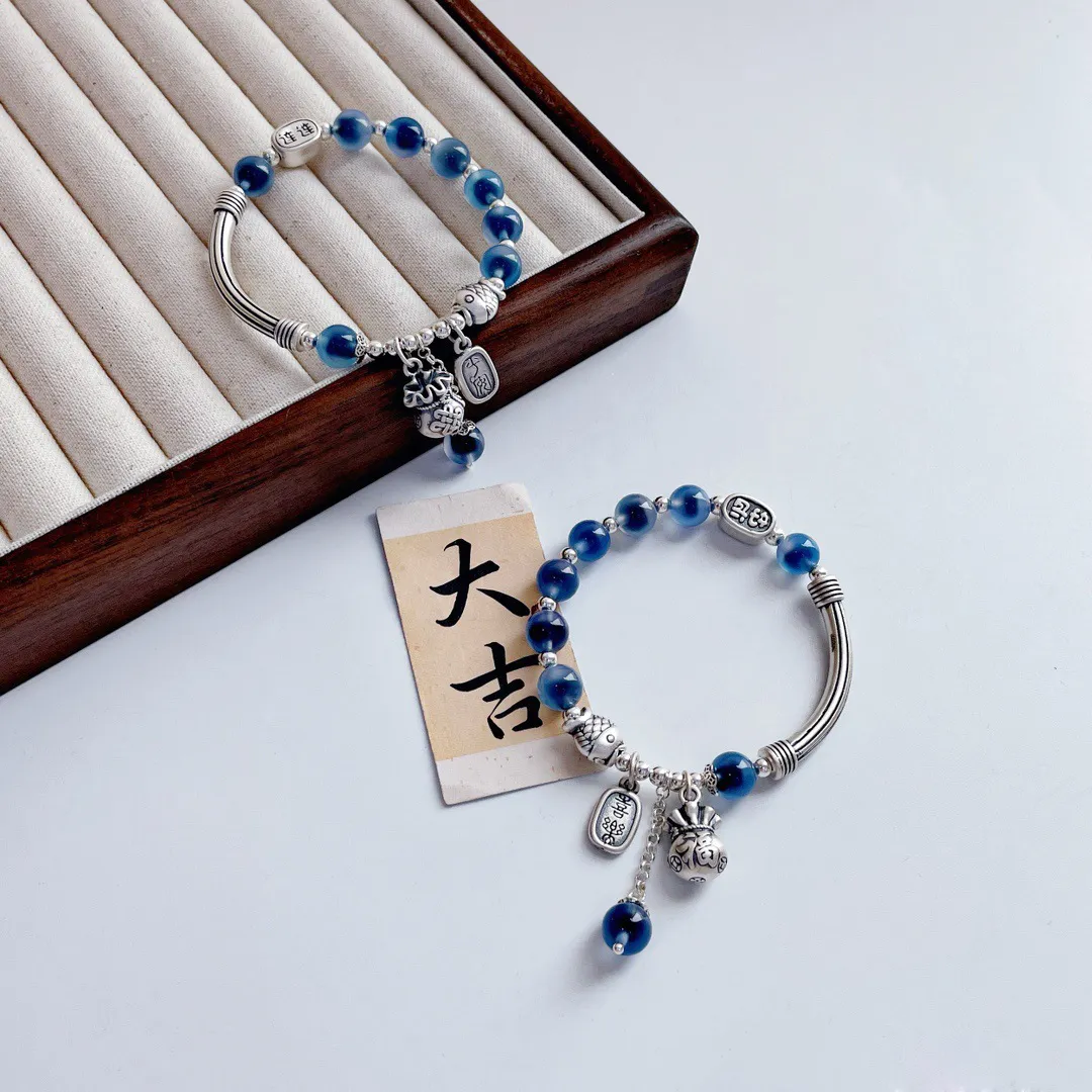 Complete LANGYAN bracelet gift set with velvet bag, gift box and polish cloth packaging.