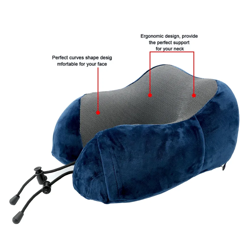 Package contents showing travel pillow with cotton cover and product specifications clearly.