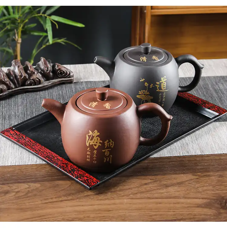 Ball hole filter system inside large capacity Yixing teapot for perfect tea leaf straining.
