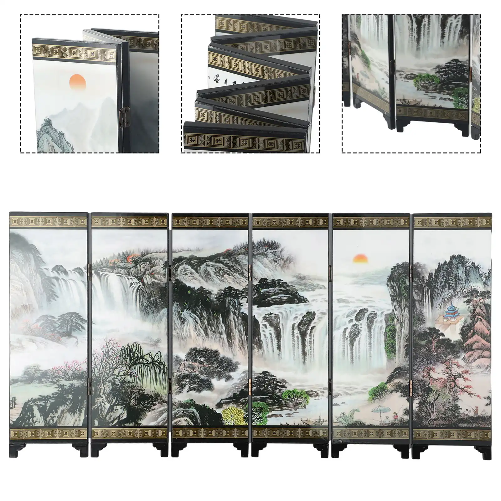 Traditional wooden screen divider with authentic Chinese craftsmanship and vintage aesthetic appeal.