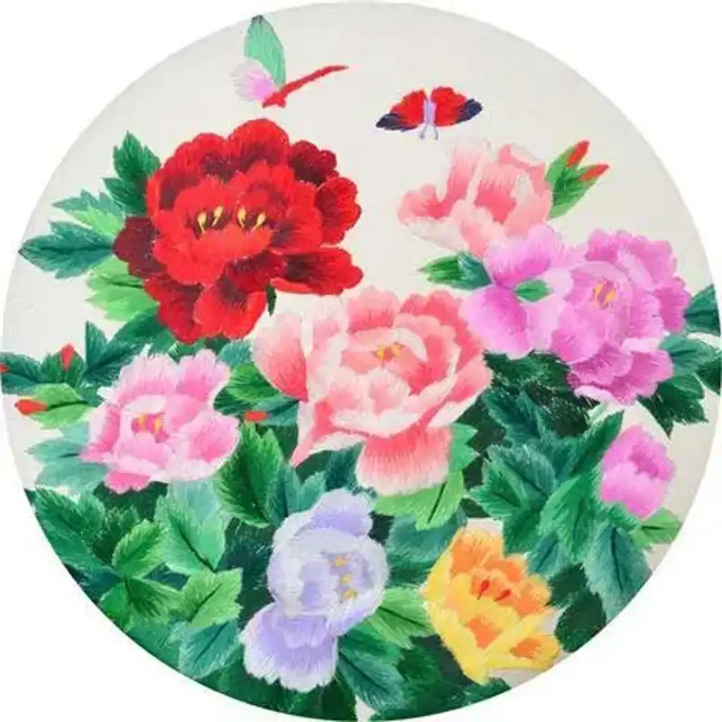 Suzhou embroidery lotus DIY beginner kit with silk thread cotton fabric stitch guide and tools.