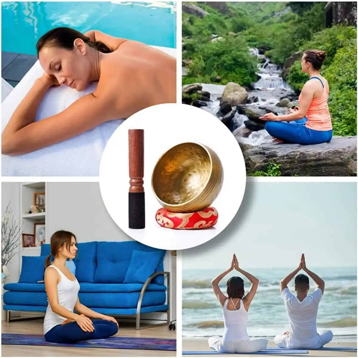 Singing bowl sound waves visualization demonstrating therapeutic frequencies for relaxation.