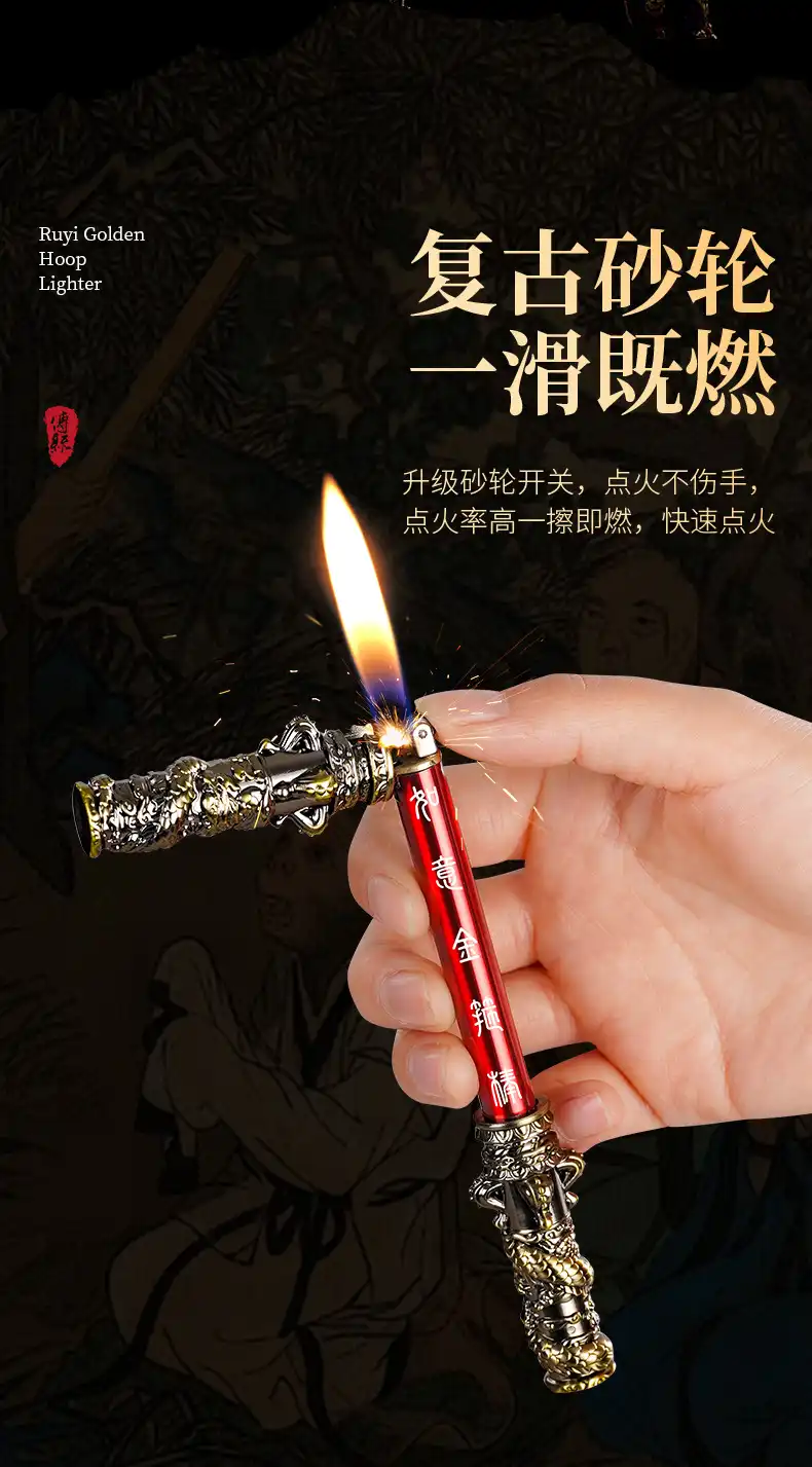 Ruyi Jingu Bang lighter packaging box presentation with protective foam insert for safe shipping.