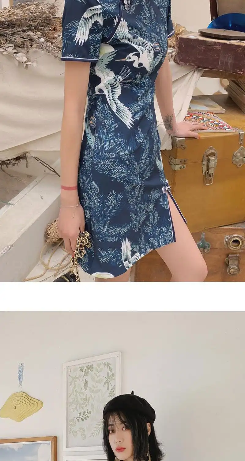 A-line qipao dress styled for cultural event showing traditional meets modern aesthetic.