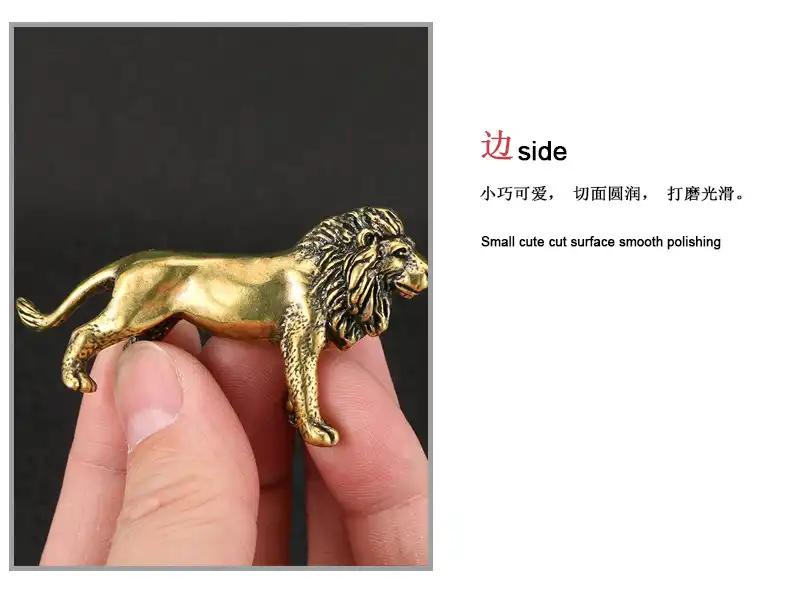 Gift packaging presentation showing the lion figurine in protective wrapping for shipping.