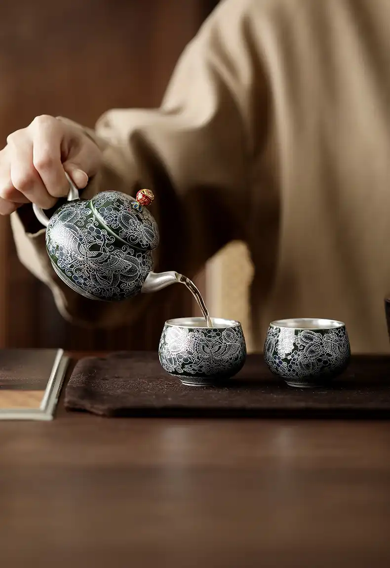 Ceramic tea set components showcasing Palace Museum inspired butterfly love flower artistic motifs.