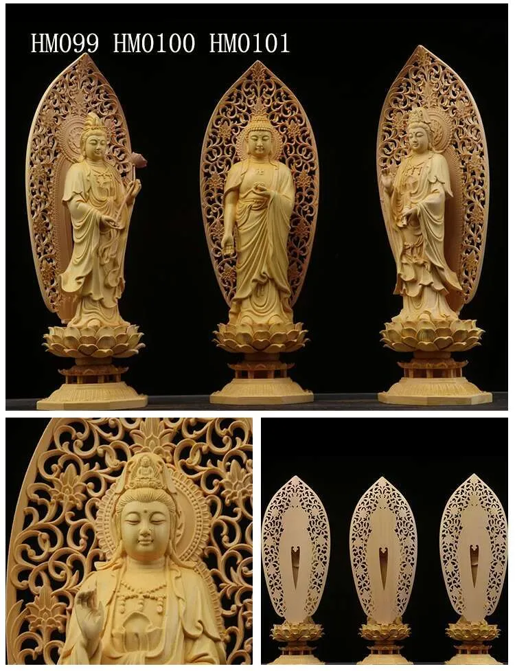 Solid wood Buddha statue packaging for safe shipping home decoration figurine.