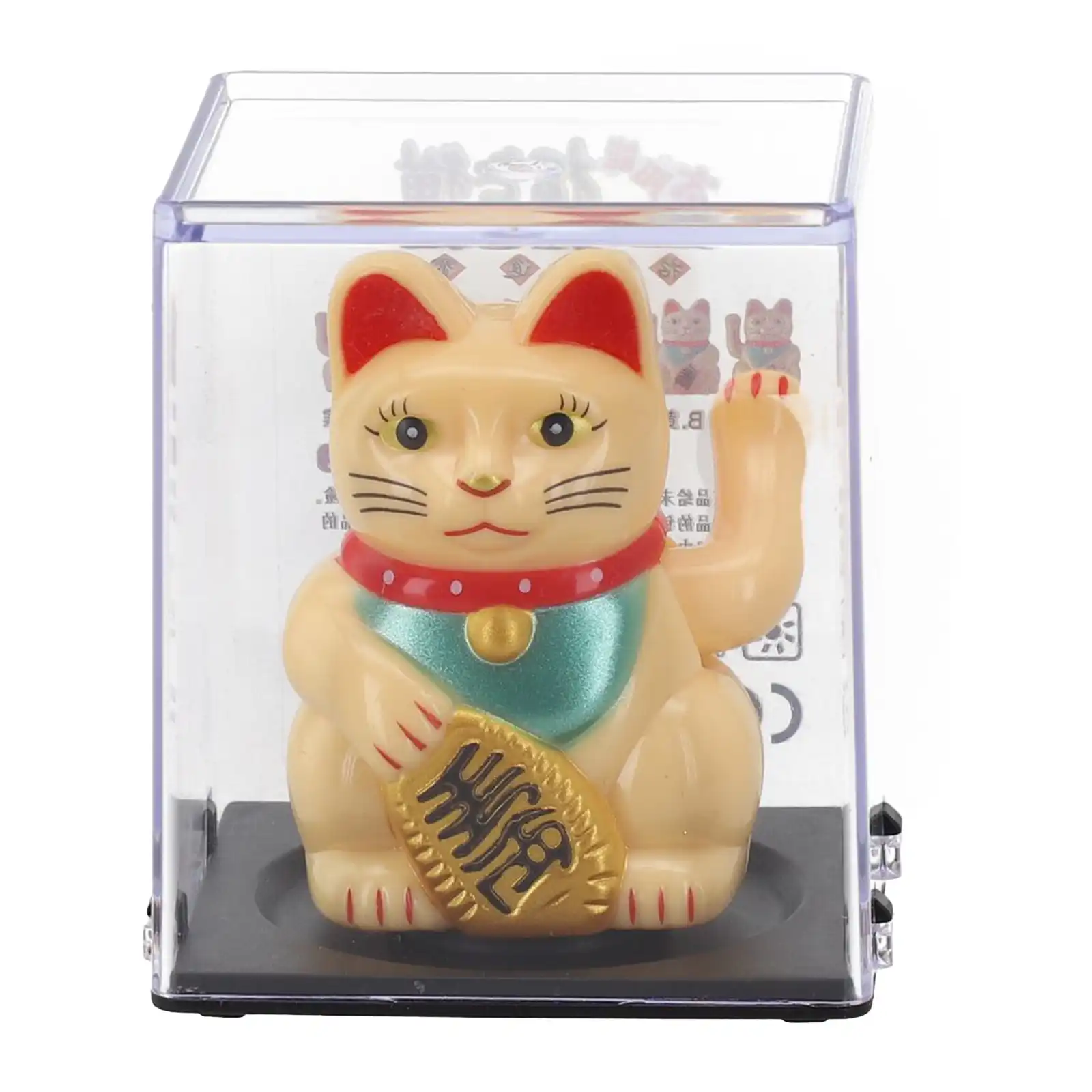 Lucky cat dashboard decoration showing smooth operation without mechanical wear.