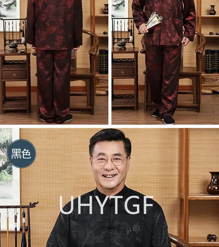 Tang suit detail of sleeve cuffs showing traditional Chinese knotted button closures and trim.