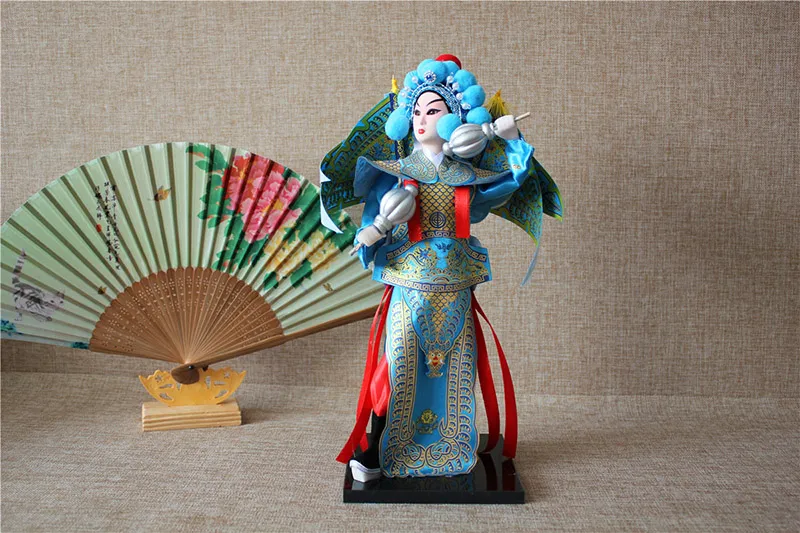 Multiple angle view of Beijing Opera doll showing 360-degree craftsmanship quality.