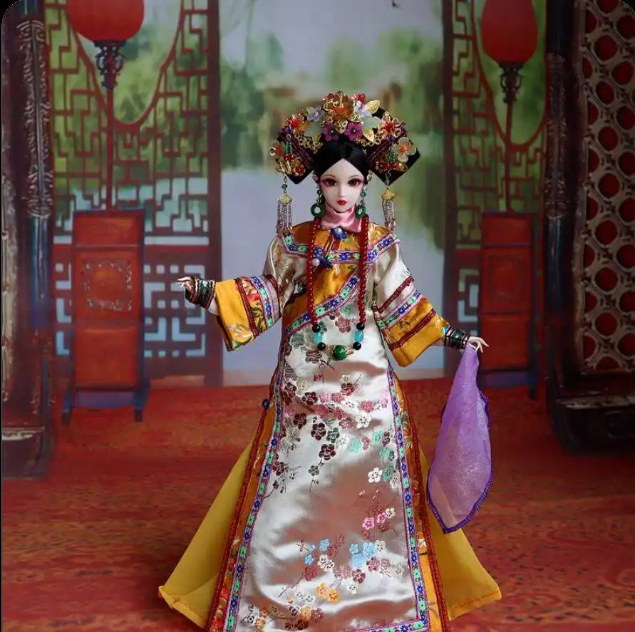 Detail of costume waistband and decorative elements on traditional Chinese dress.