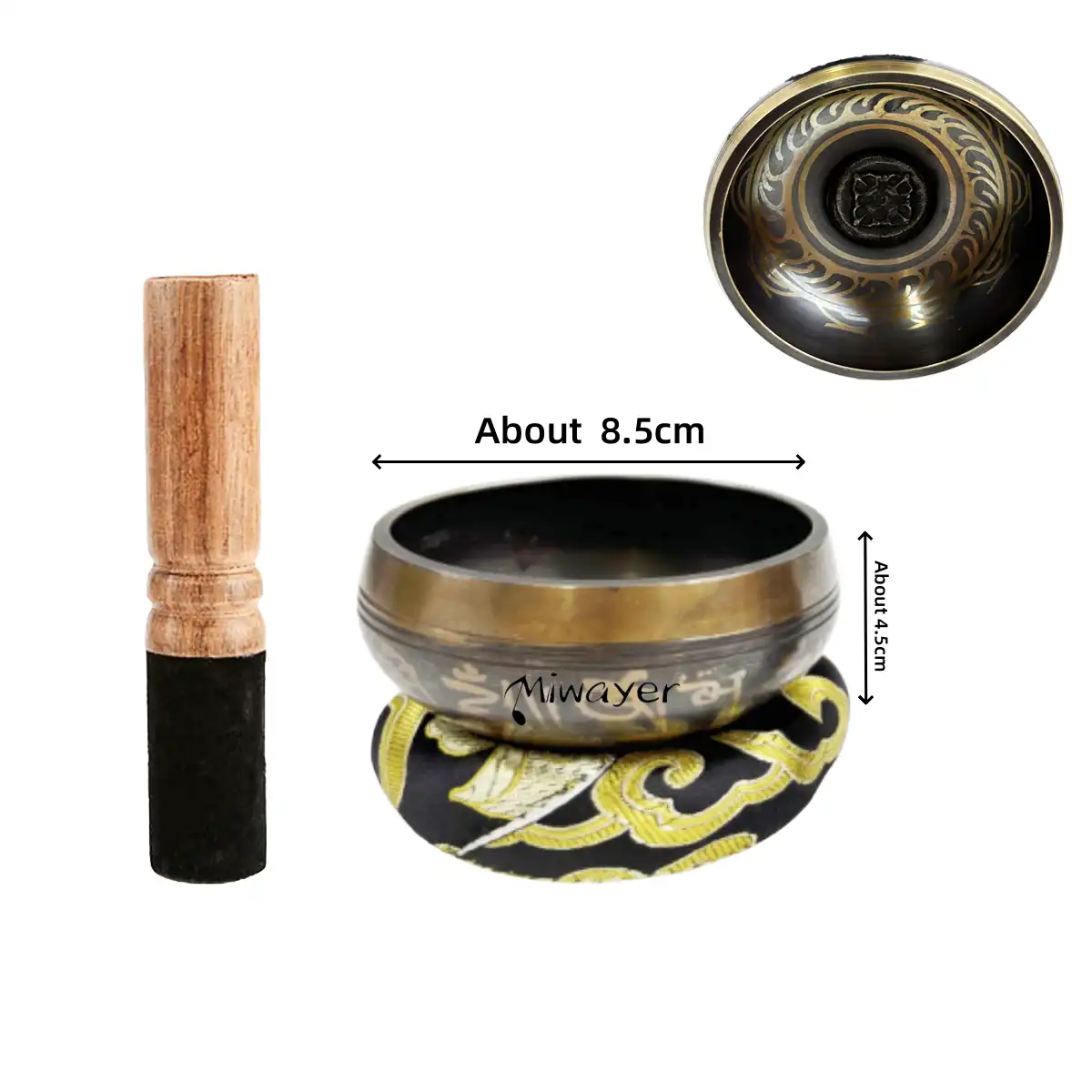 Before and after comparison showing singing bowl care and maintenance for longevity.