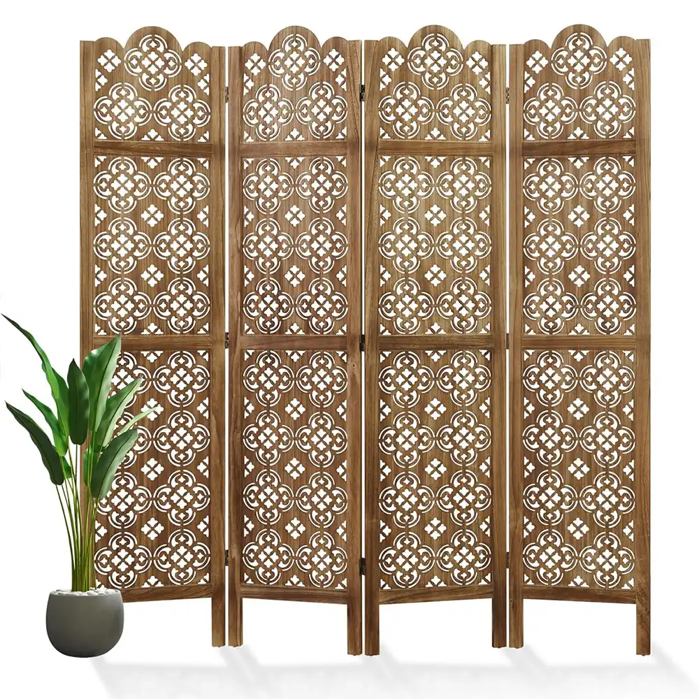6-panel Chinese room divider expanded to full width displaying traditional craftsmanship.