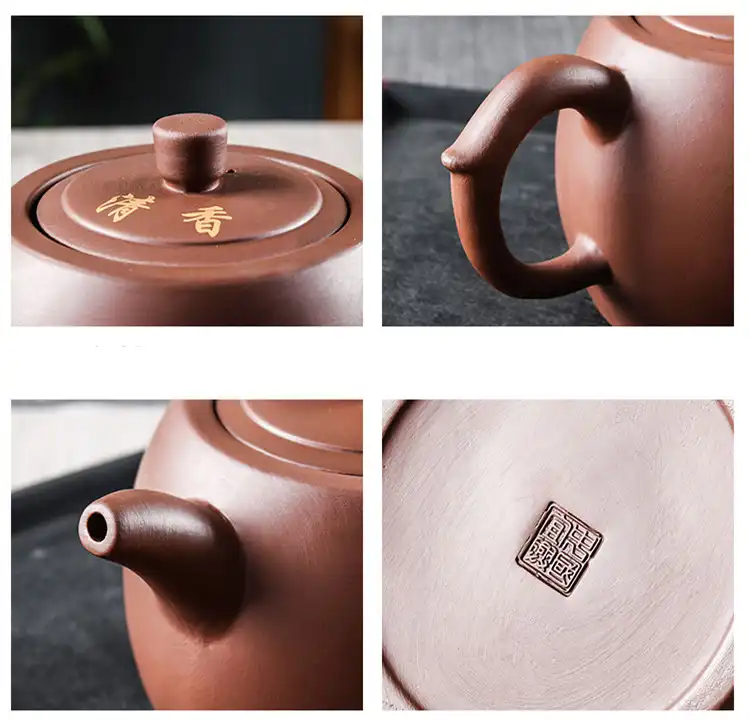 Traditional Chinese tea ceremony setup featuring 1000ml Yixing purple clay family teapot.