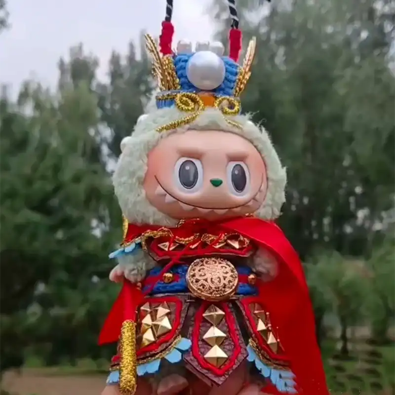 17cm custom Sun Wukong art toy with unique black macaron style design displayed on white background.