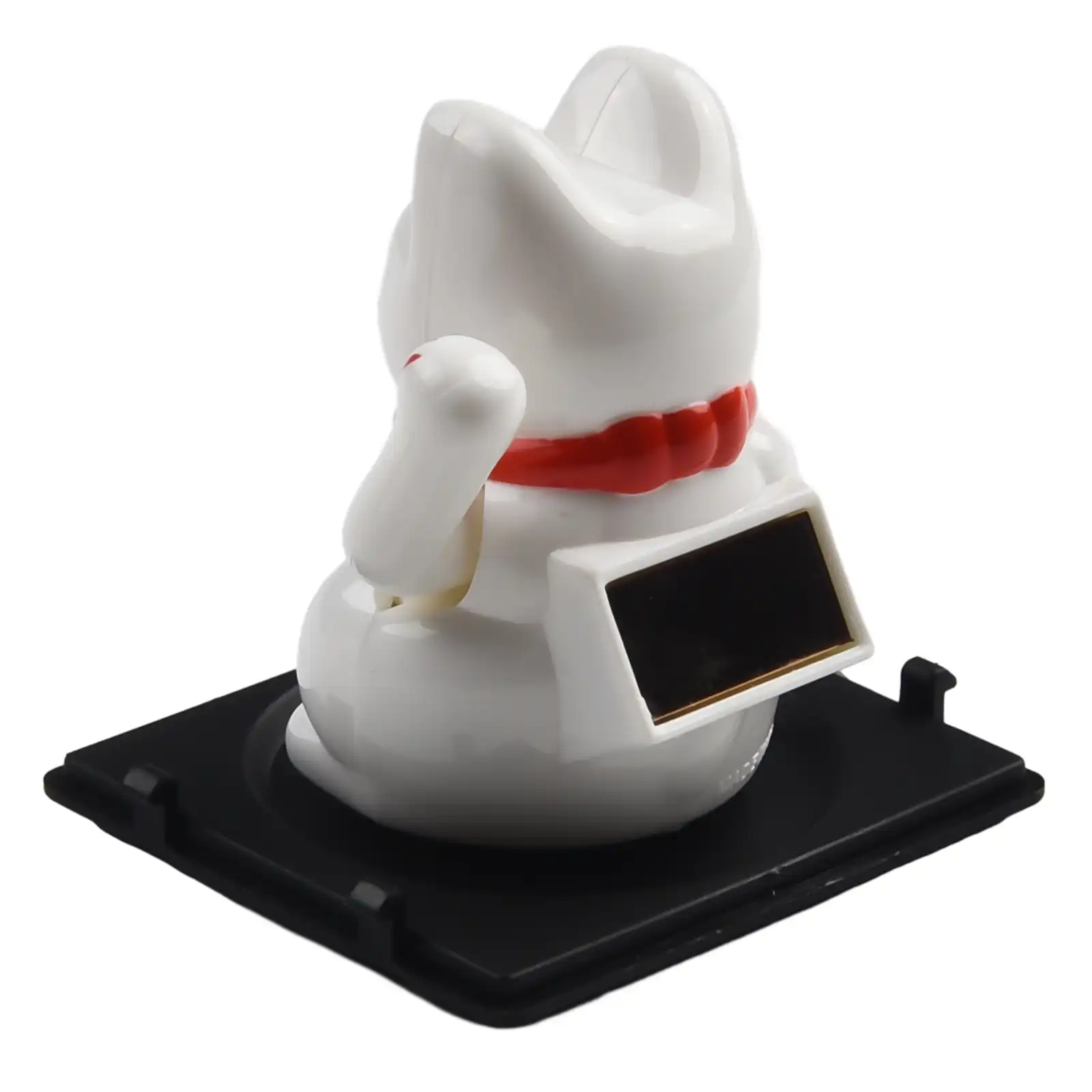 Lucky cat decoration demonstrating energy efficient operation using solar power.