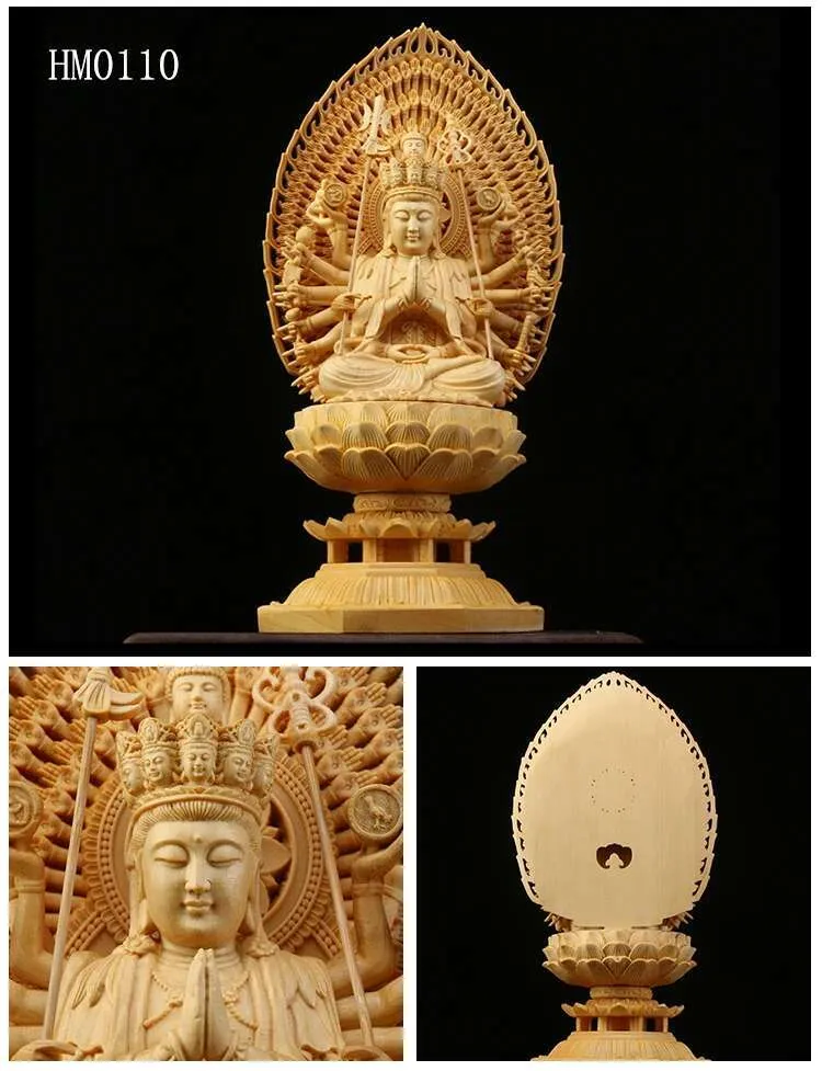 Wooden Bodhisattva statue presented as spiritual gift for Buddhist art collectors.