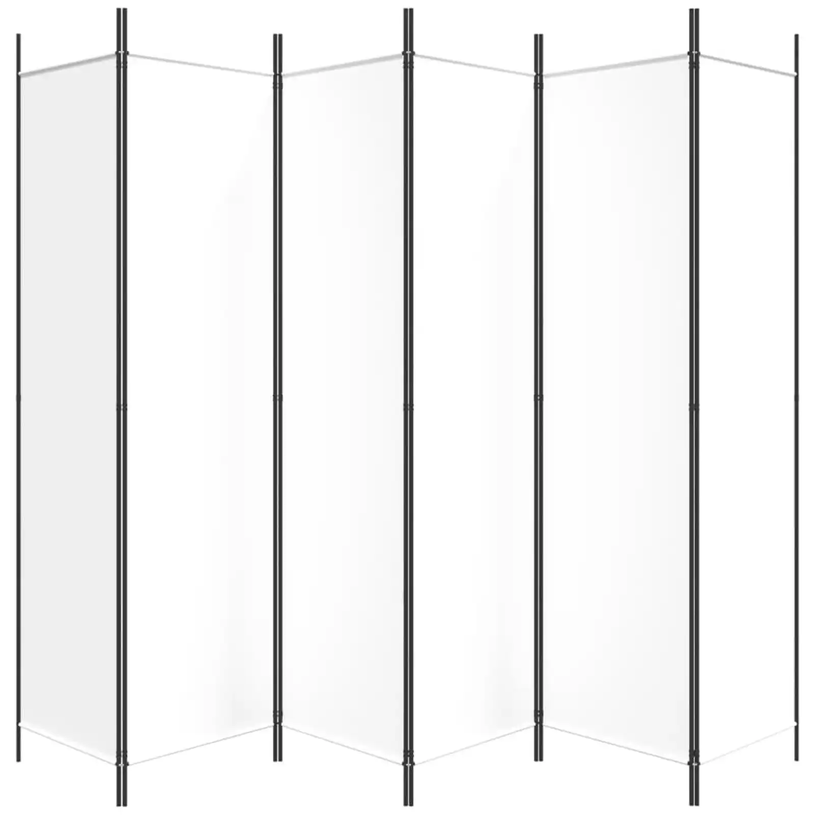 Office environment with 6-panel room divider providing privacy partition and professional appearance.