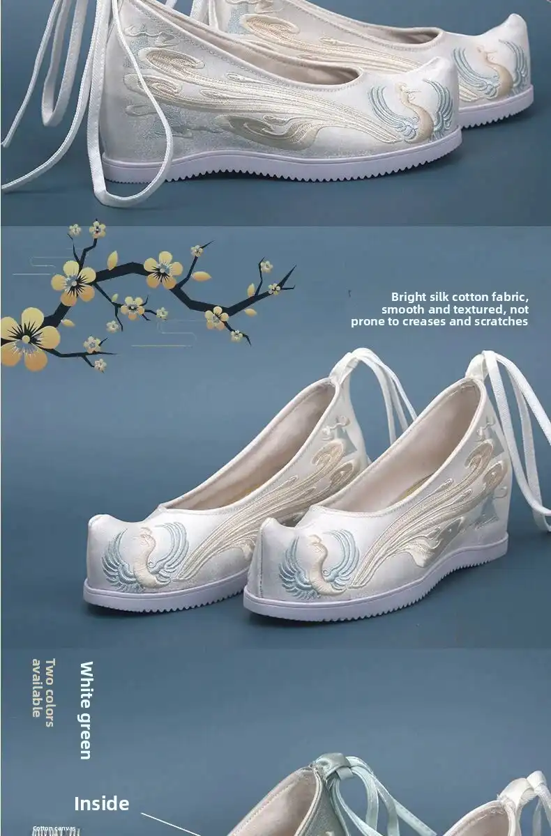 Close-up of heel area showing traditional Chinese shoe construction and cultural pattern details.