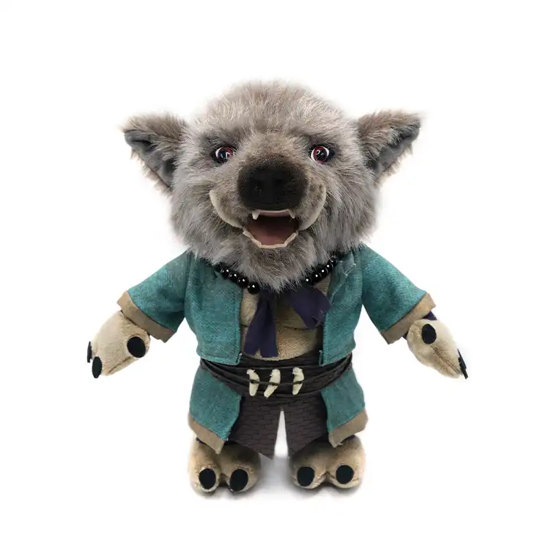 Close-up view of premium plush material and PP cotton filling quality on mini Zhu Bajie keychain.