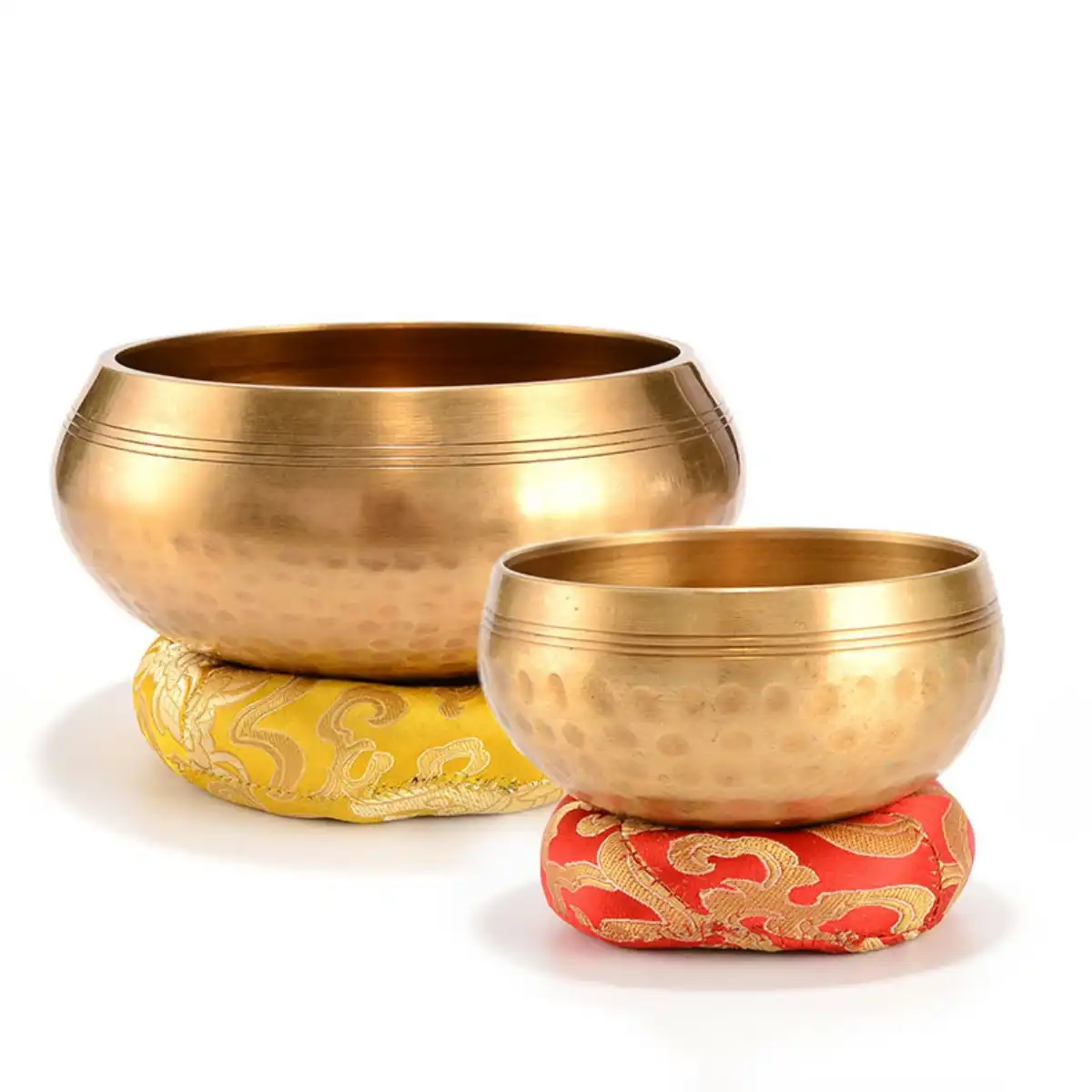 Before and after size comparison showing singing bowl options for different needs.
