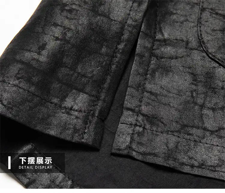 Short sleeve design of Tang style shirt perfect for summer comfort and breathability.