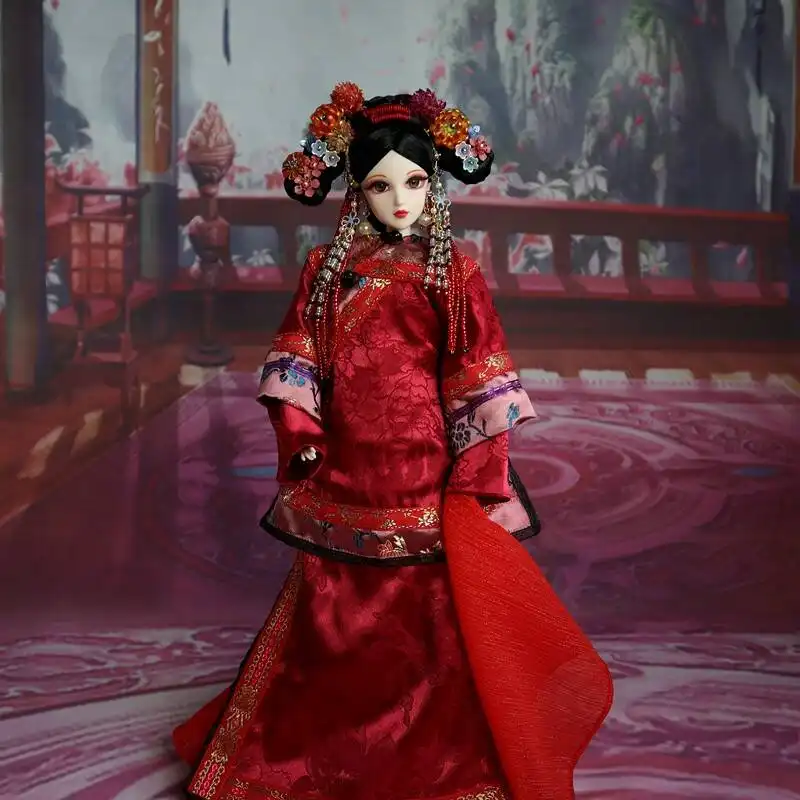 Chinese BJD doll profile view displaying costume and makeup coordination.