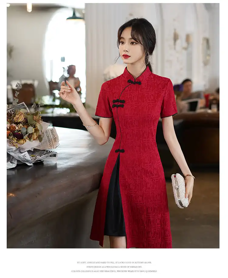 Vintage qipao styled for cultural celebration showing authentic traditional design.