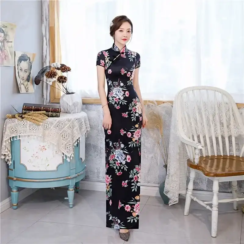Y2K streetwear cheongsam dress collection display showing various styling options for women.