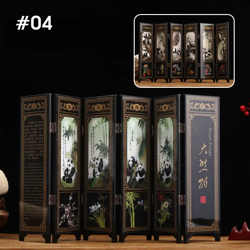 Complete Chinese small screen ornament ready for display in various room settings.