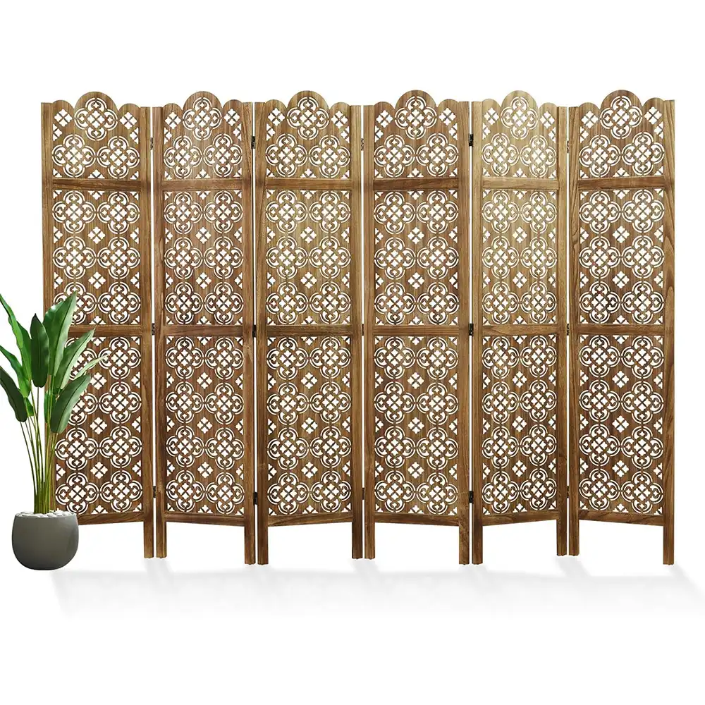 Folded Chinese privacy screen demonstrating compact storage and space-saving design.