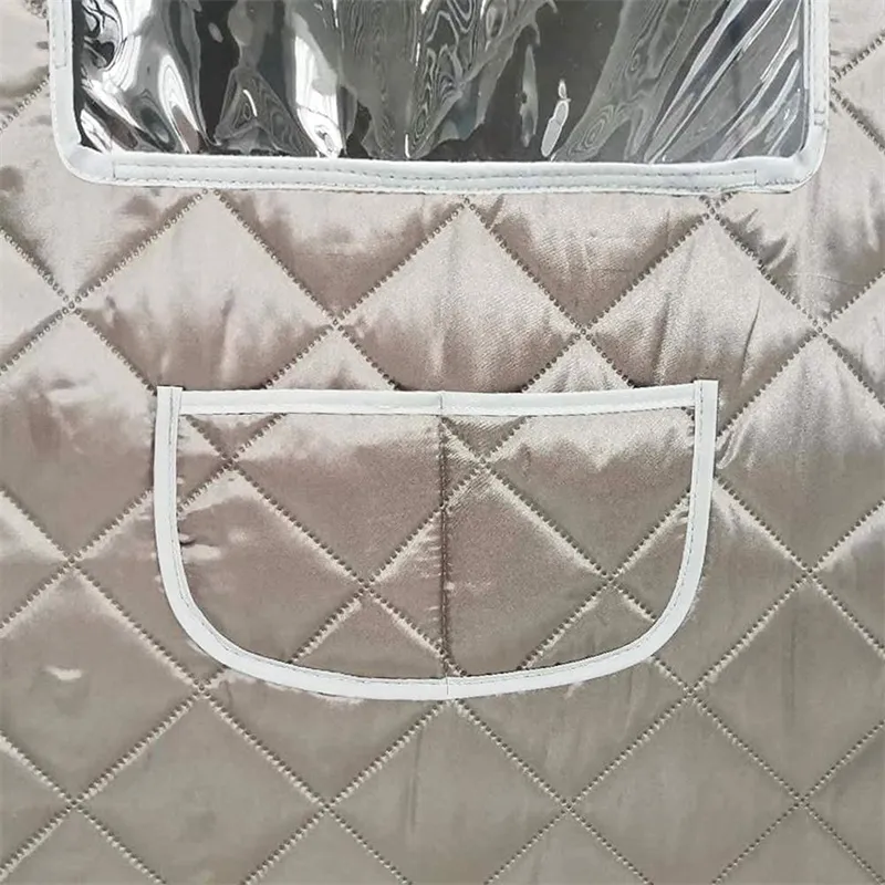 Before and after comparison showing quick setup transformation from folded to ready sauna.