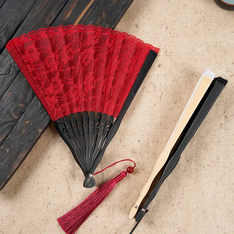 Retro style bamboo fan positioned as elegant home decoration accent in traditional setting.