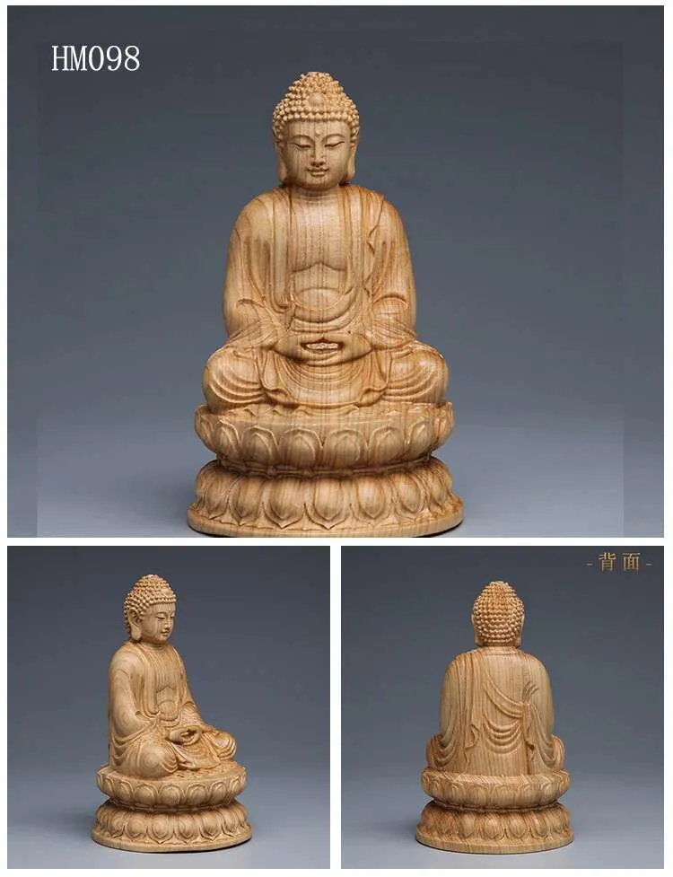 Traditional Chinese wood carving techniques used in Buddha statue artisan creation.