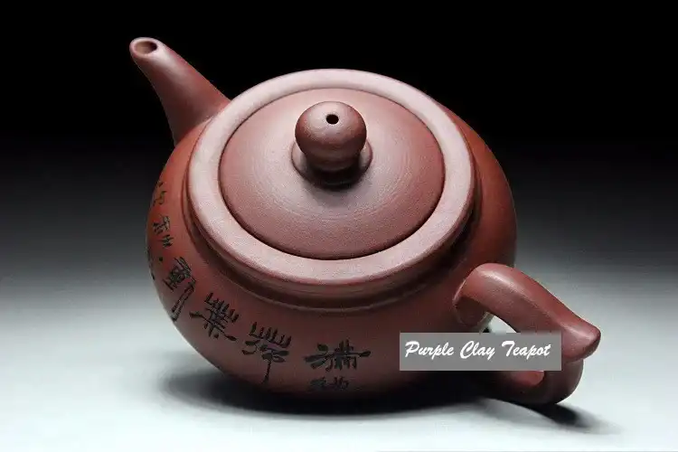 Authentic Yixing purple sand clay showing natural mineral composition and smooth ceramic surface.