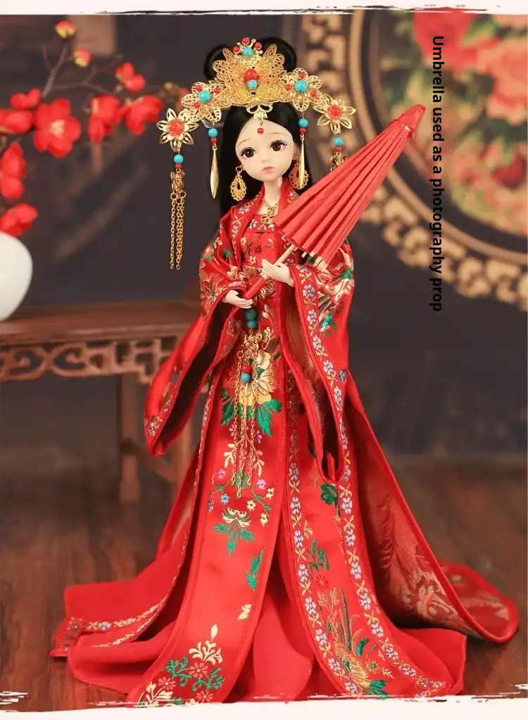 Princess doll with hanfu costume demonstrating traditional Chinese court fashion.