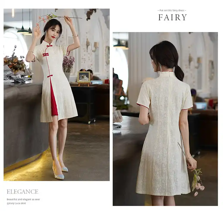 Model in vintage cheongsam for casual party showing versatile styling and comfort.