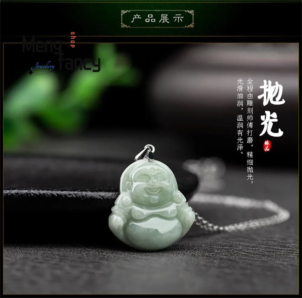 Authentication certificate for Myanmar A-grade jade Maitreya Buddha pendant proving quality.
