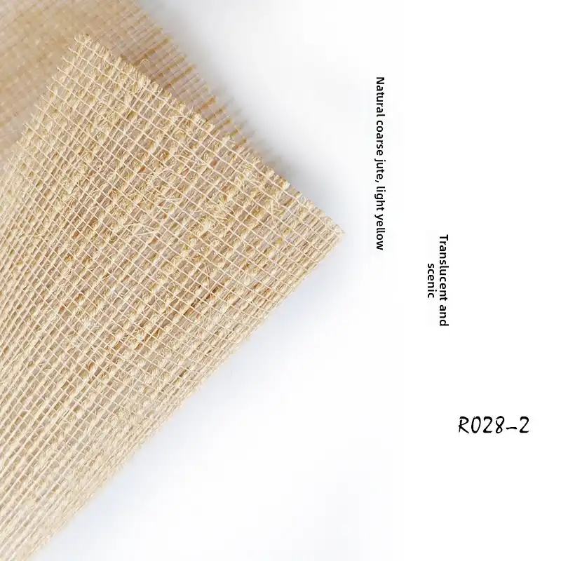 Chinese hemp bamboo divider used as decorative backdrop in modern home office setting.