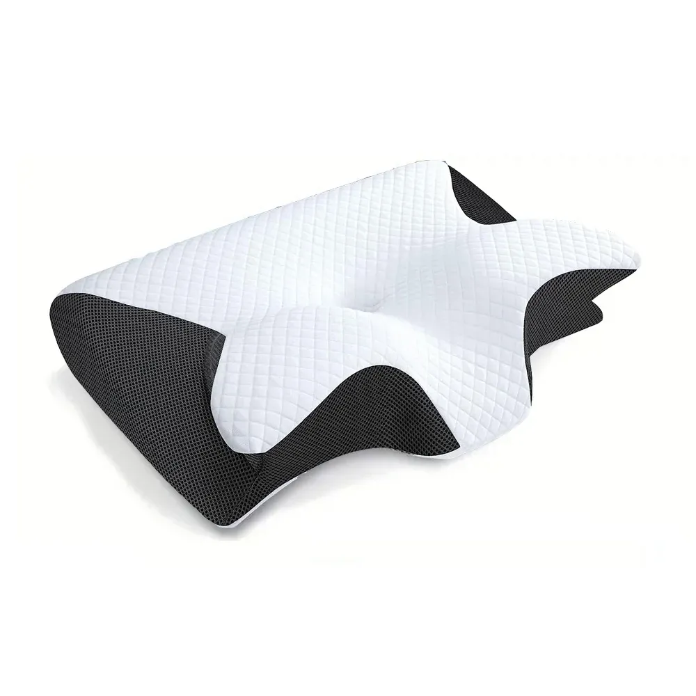 Product packaging and contents including pillow and care instructions for customers.
