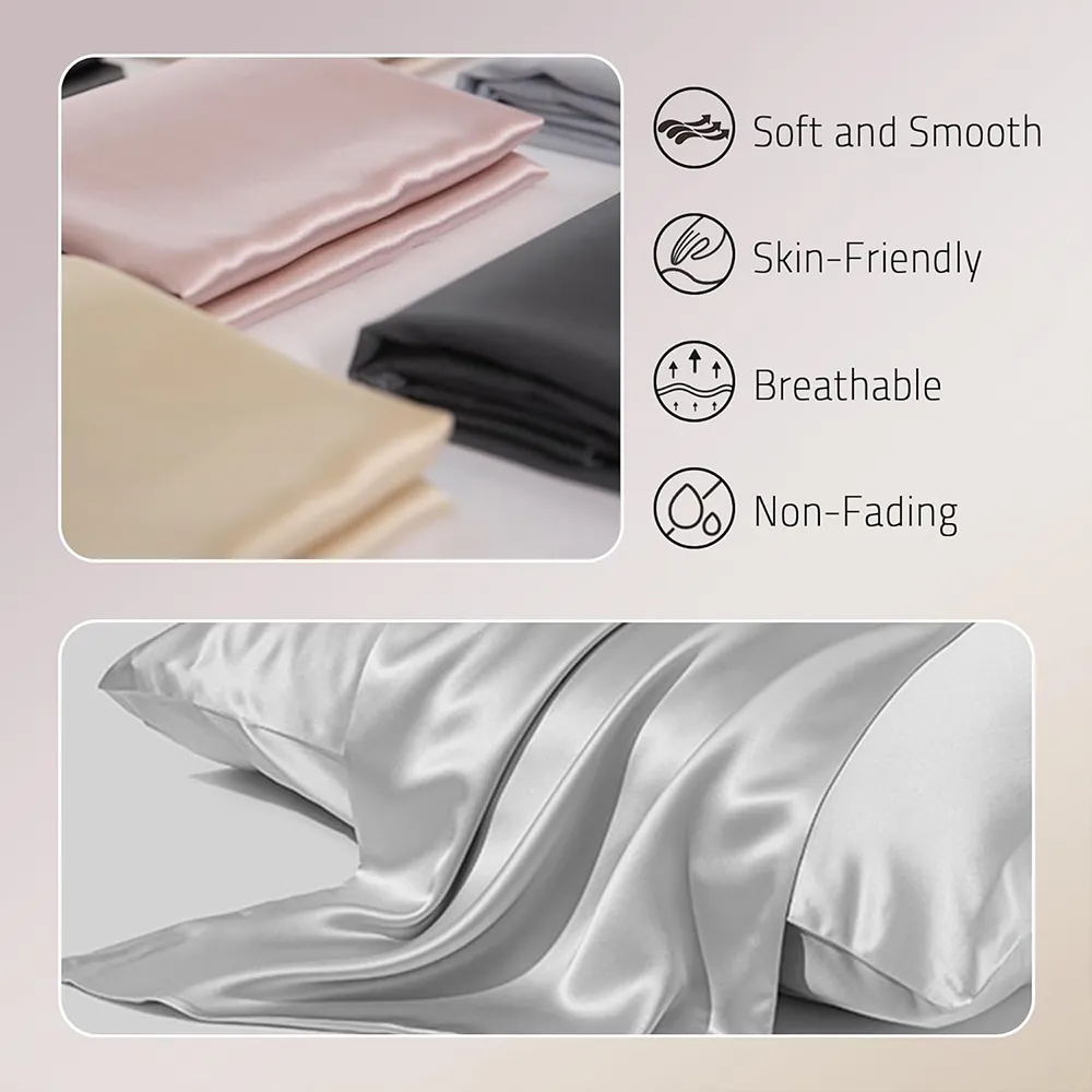 Eco-friendly mulberry silk pillow case showing chemical-free natural material texture.