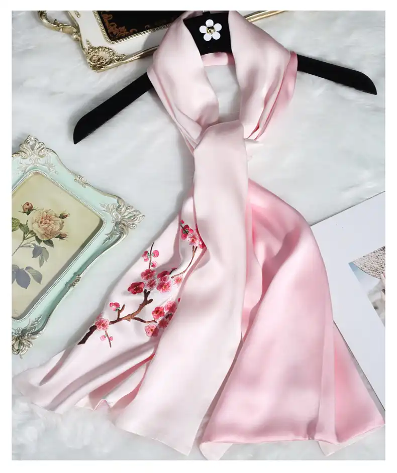 Premium Suzhou embroidery scarf demonstrating traditional Chinese artistry and modern styling.