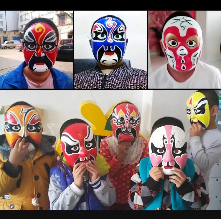 Colorful Chinese opera face changing mask displaying intricate traditional artwork and cultural symbolism